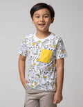 Little M Short Sleeve Tshirt Fullprint Dino Ice Cream Pouch