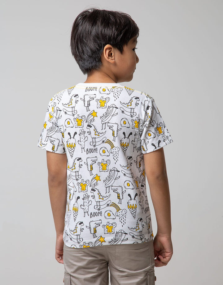 Little M Short Sleeve Tshirt Fullprint Dino Ice Cream Pouch