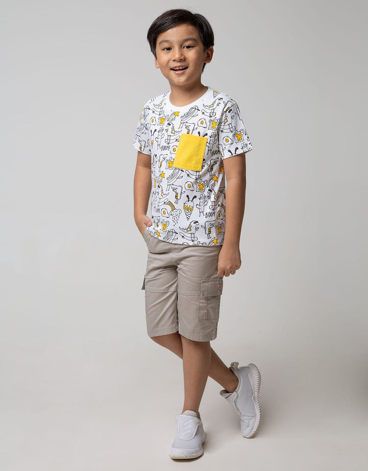 Little M Short Sleeve Tshirt Fullprint Dino Ice Cream Pouch