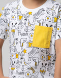 Little M Short Sleeve Tshirt Fullprint Dino Ice Cream Pouch