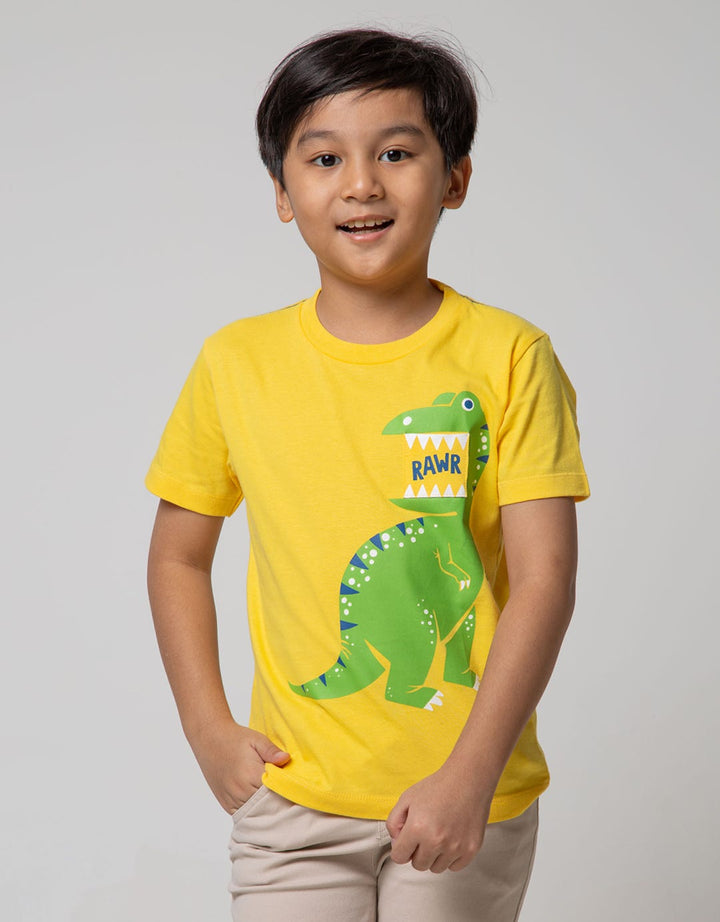 Little M Short Sleeve T-Shirt Dino Sablon Kantong