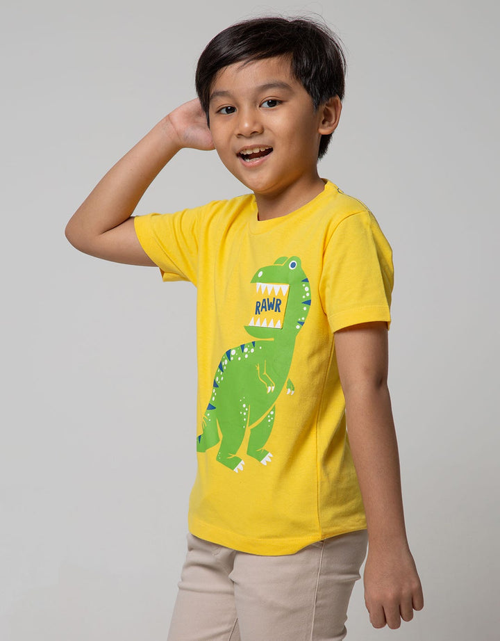 Little M Short Sleeve T-Shirt Dino Sablon Kantong
