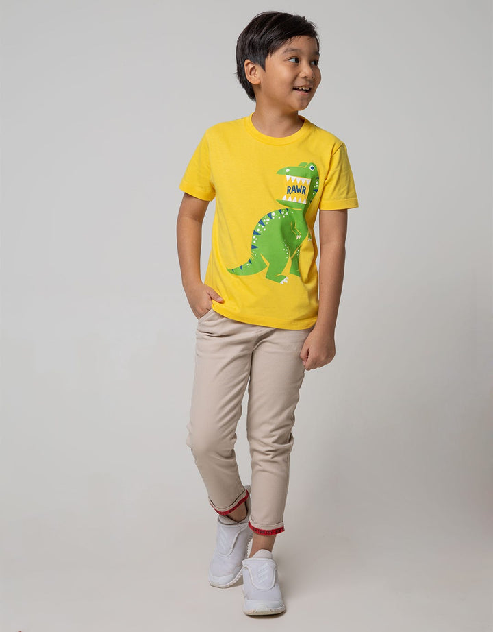 Little M Short Sleeve T-Shirt Dino Sablon Kantong