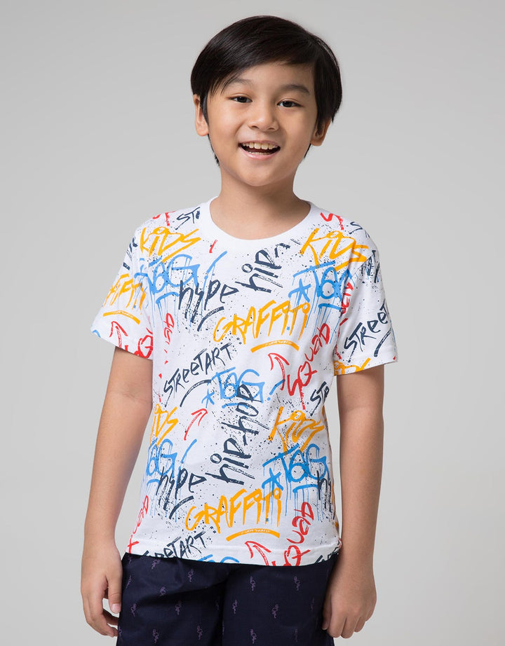Little M Short Sleeve T-Shirt Fullprint Graffiti
