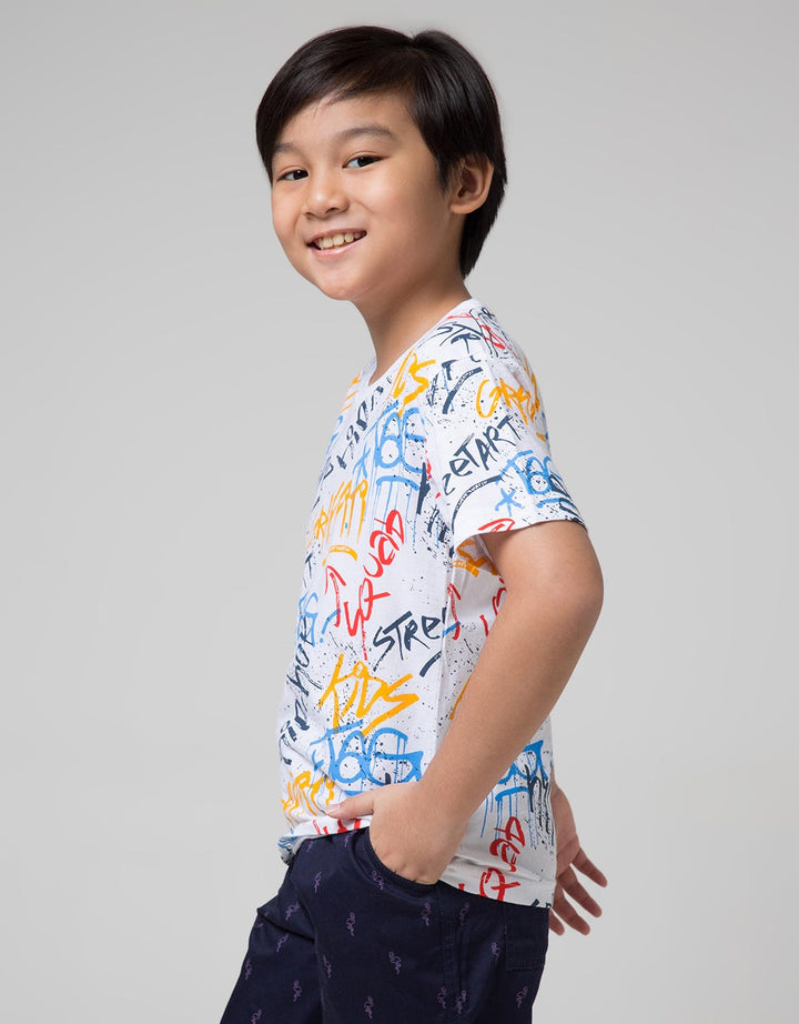 Little M Short Sleeve T-Shirt Fullprint Graffiti