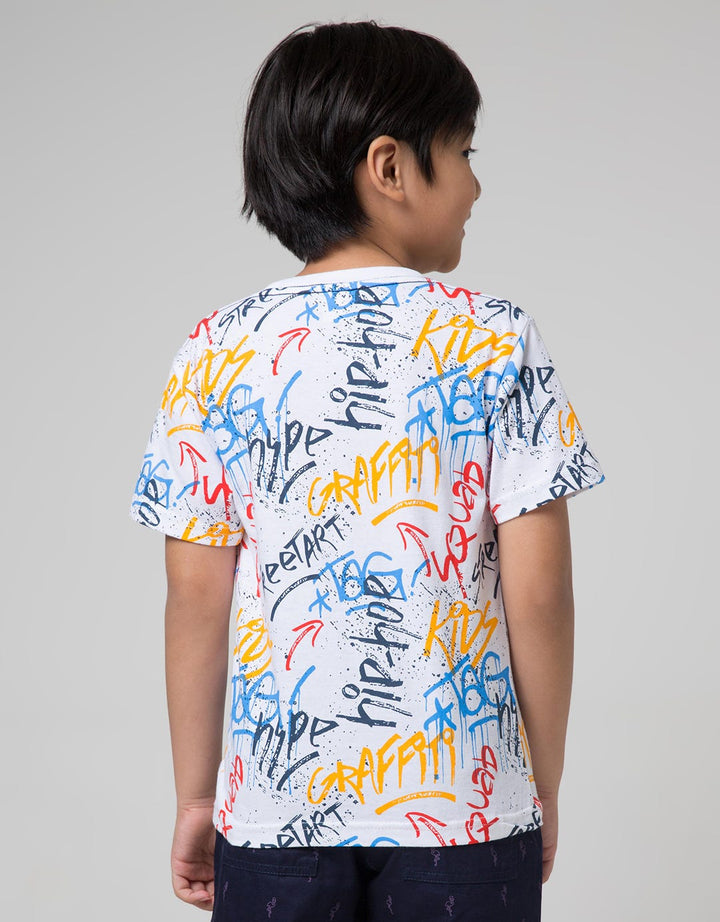 Little M Short Sleeve T-Shirt Fullprint Graffiti