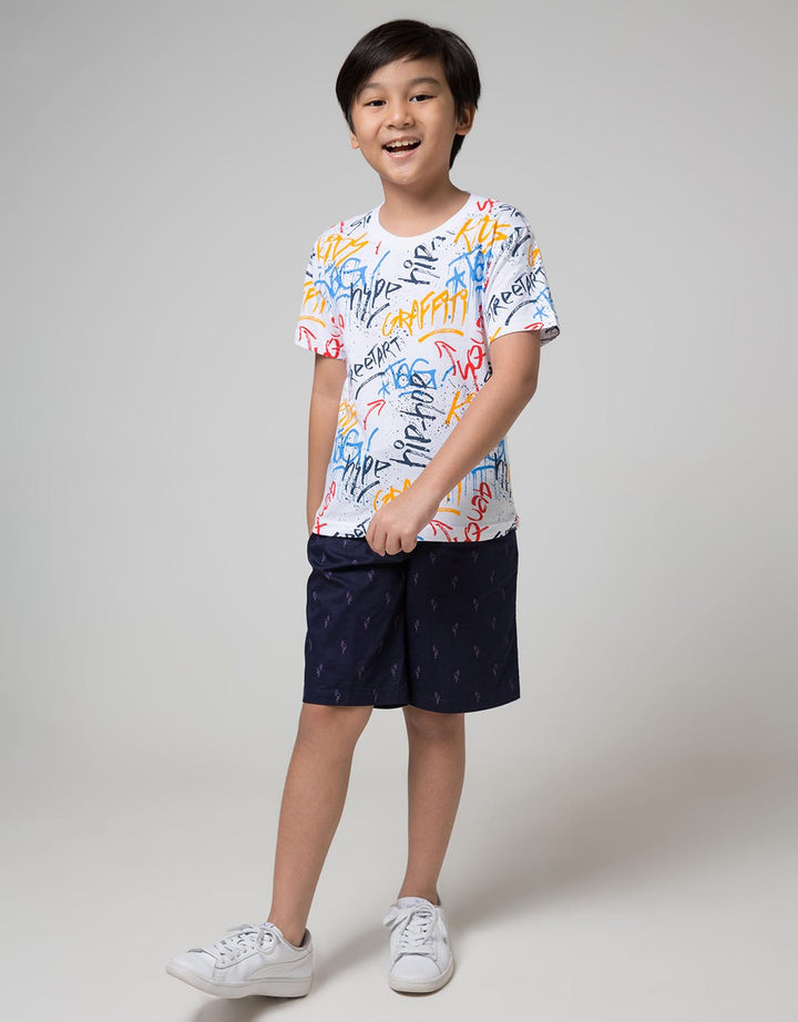 Little M Short Sleeve T-Shirt Fullprint Graffiti