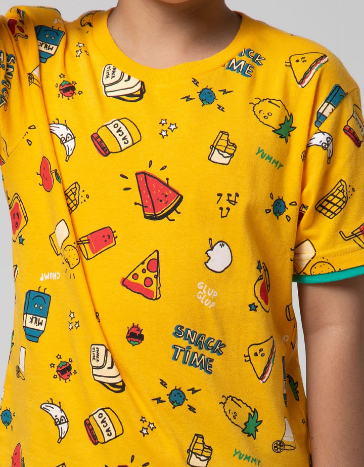 Little M Short Sleeve T-shirt Fullprint Food