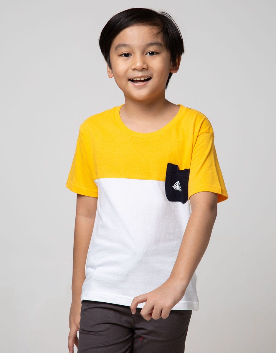 Little M Short Sleeve T-Shirt Cut N Sewn Ship Print Pockets