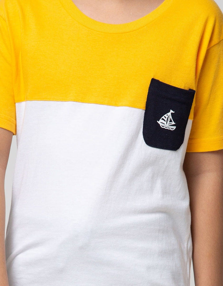 Little M Short Sleeve T-Shirt Cut N Sewn Ship Print Pockets