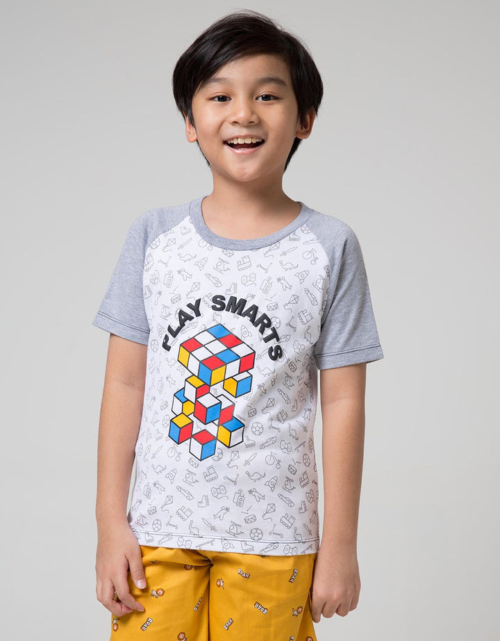 Little M Short Sleeve Raglan T-Shirt Fullprint Cubic Play Smart
