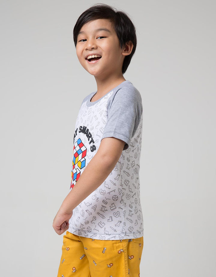 Little M Short Sleeve Raglan T-Shirt Fullprint Cubic Play Smart