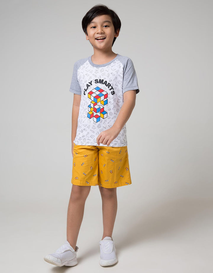 Little M Short Sleeve Raglan T-Shirt Fullprint Cubic Play Smart