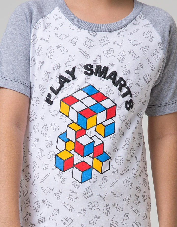 Little M Short Sleeve Raglan T-Shirt Fullprint Cubic Play Smart