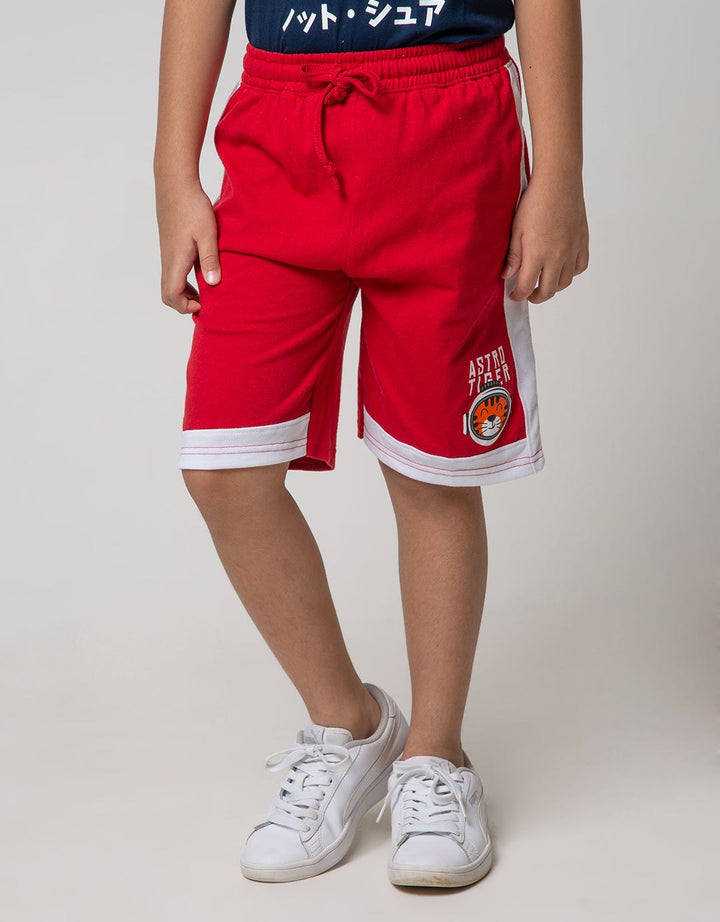 Little M Short Pants Knit Sj Cut N Sewn Embroidered Astro Tiger