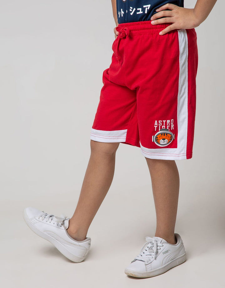 Little M Short Pants Knit Sj Cut N Sewn Embroidered Astro Tiger