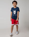Little M Short Pants Knit Sj Cut N Sewn Embroidered Astro Tiger