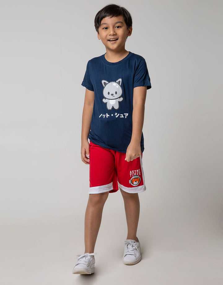 Little M Short Pants Knit Sj Cut N Sewn Embroidered Astro Tiger