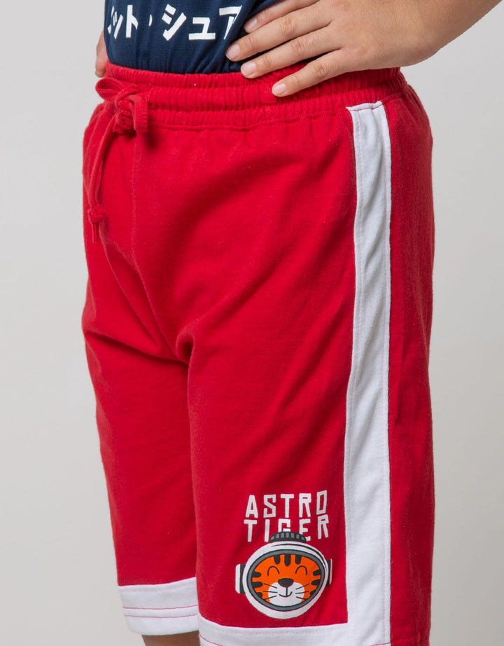 Little M Short Pants Knit Sj Cut N Sewn Embroidered Astro Tiger