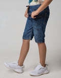 Little M Denim Short Print Dino Non Stretch Karet