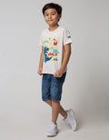 Little M Denim Short Print Dino Non Stretch Karet