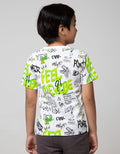 Little M Short Sleeve T-Shirt Fullprint Graffiti Dino Feel The Vibes