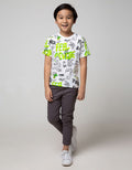 Little M Short Sleeve T-Shirt Fullprint Graffiti Dino Feel The Vibes