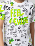 Little M Short Sleeve T-Shirt Fullprint Graffiti Dino Feel The Vibes