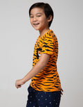 Little M Short Sleeve T-Shirt Fullprint Loreng Tiger Kantong