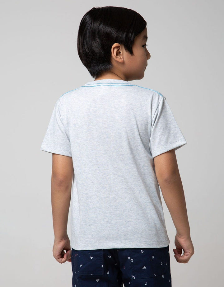Little M Short Sleeve T-Shirt Shark Aplikasi Laken Bordir