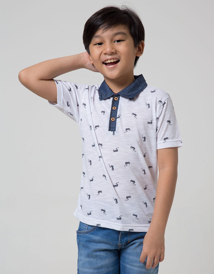 Little M Short Sleeve Polo Shirt Slub