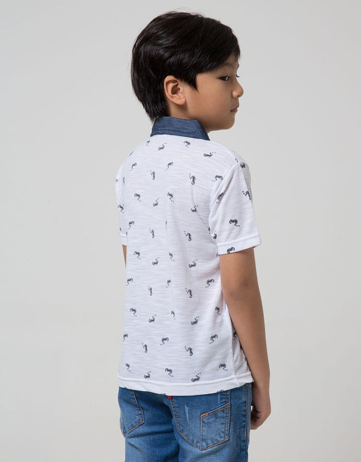 Little M Short Sleeve Polo Shirt Slub