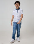 Little M Short Sleeve Polo Shirt Slub
