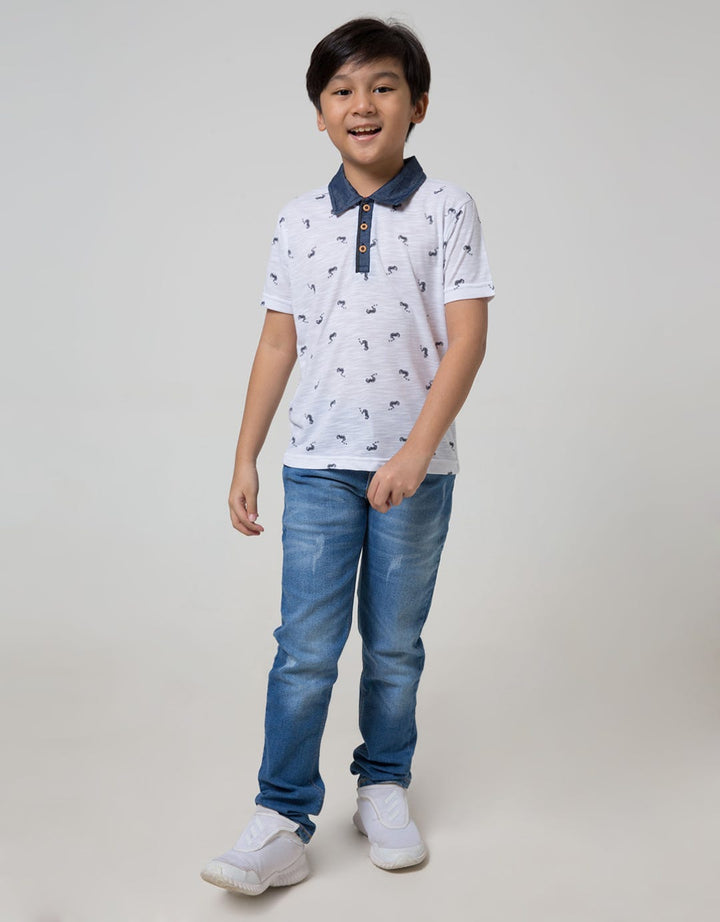 Little M Short Sleeve Polo Shirt Slub