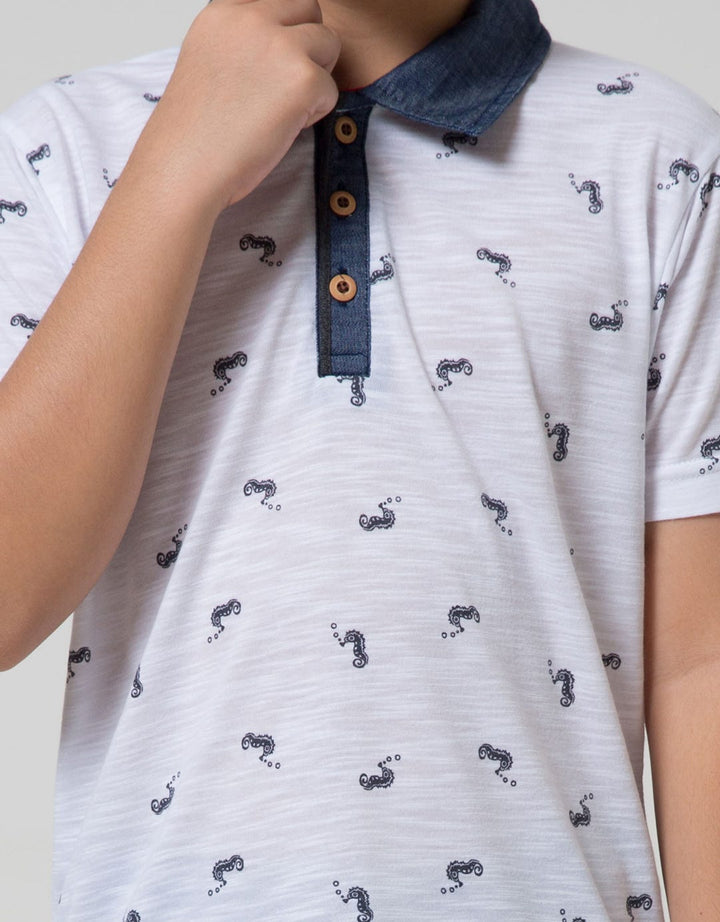 Little M Short Sleeve Polo Shirt Slub