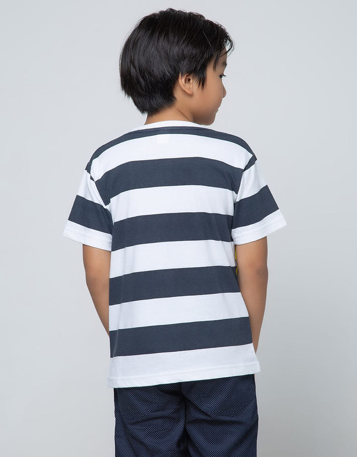 Little M Short Sleeve T-Shirt Stripe Truck Excavator
