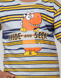 Little M Short Sleeve T-Shirt Stripe Dino Hide And Seek