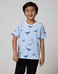 Little M Short Sleeve T-Shirt Fullprint Stripe Shark