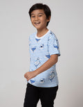 Little M Short Sleeve T-Shirt Fullprint Stripe Shark