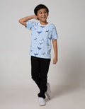 Little M Short Sleeve T-Shirt Fullprint Stripe Shark