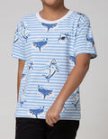 Little M Short Sleeve T-Shirt Fullprint Stripe Shark