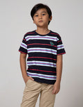 Little M Short Sleeve T-Shirt Stripe Print Dino Bordir
