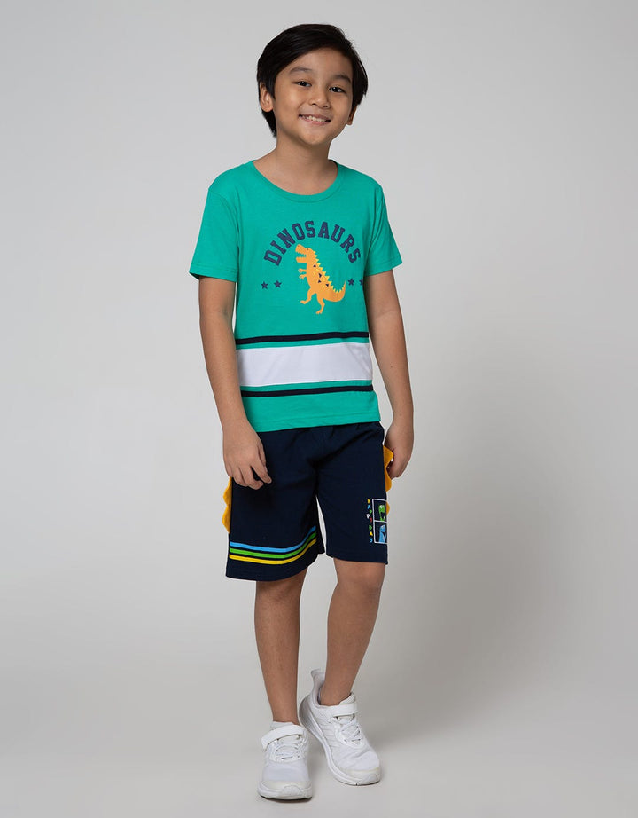 Little M Short Sleeve T-Shirt Cut N Sewn Mesh Dinosaurs
