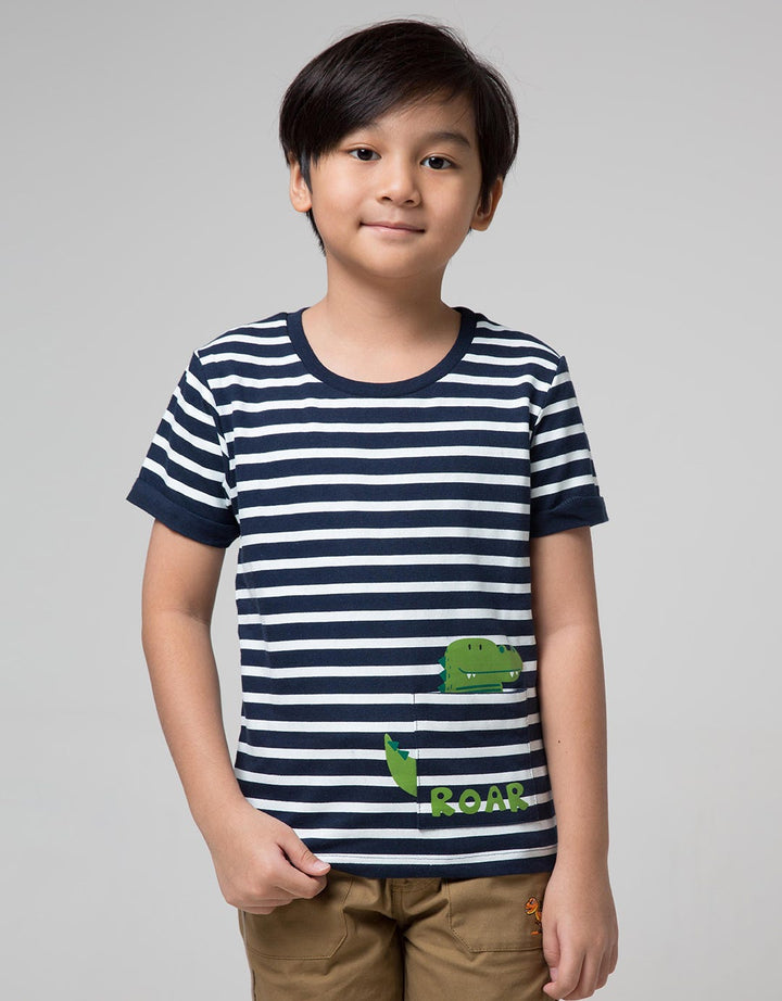 Little M Short Sleeve T-Shirt Stripe Croco Kantong