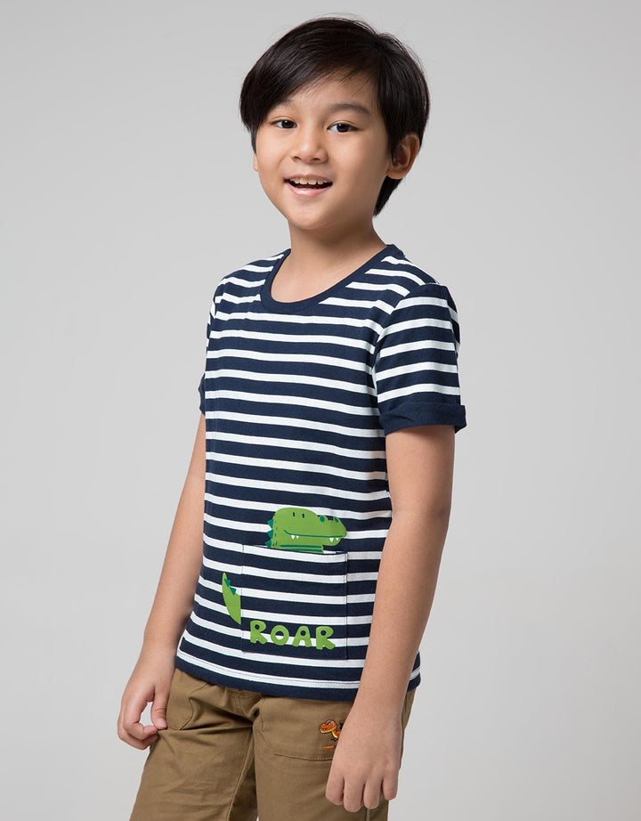 Little M Short Sleeve T-Shirt Stripe Croco Kantong