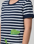 Little M Short Sleeve T-Shirt Stripe Croco Kantong