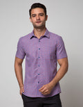 Stanley Adams Short Sleeve Shirt Check Slim Point Collar