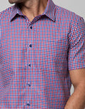 Stanley Adams Short Sleeve Shirt Check Slim Point Collar