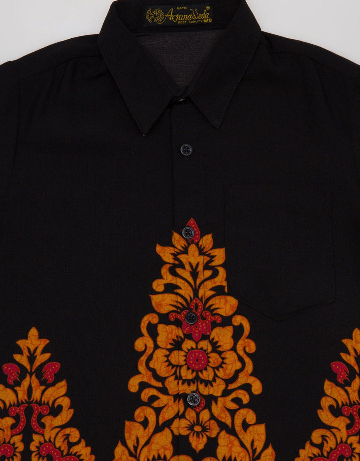 Arjuna Weda Boy Batik Leaf Carved Shirt 