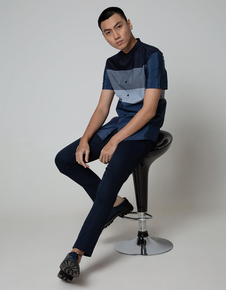 Stanley Adams Short Sleeve Shirt Block &amp; Small Stripe